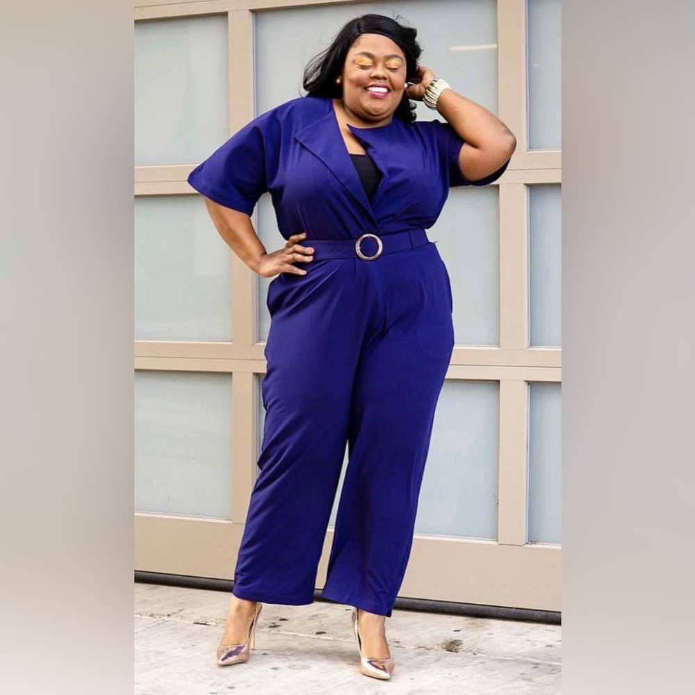 Soncy cross over jumpsuit with the belt in Navy Blue Size 18/20